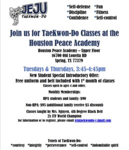 HPA TaeKwon-Do Class Enrollment Open